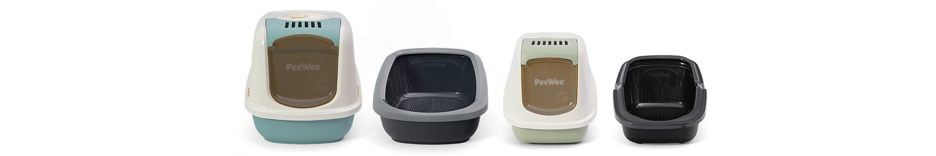 Vier PeeWee-Katzentoiletten-Modelle im Vergleich – offene und geschlossene Varianten mit nachhaltigem