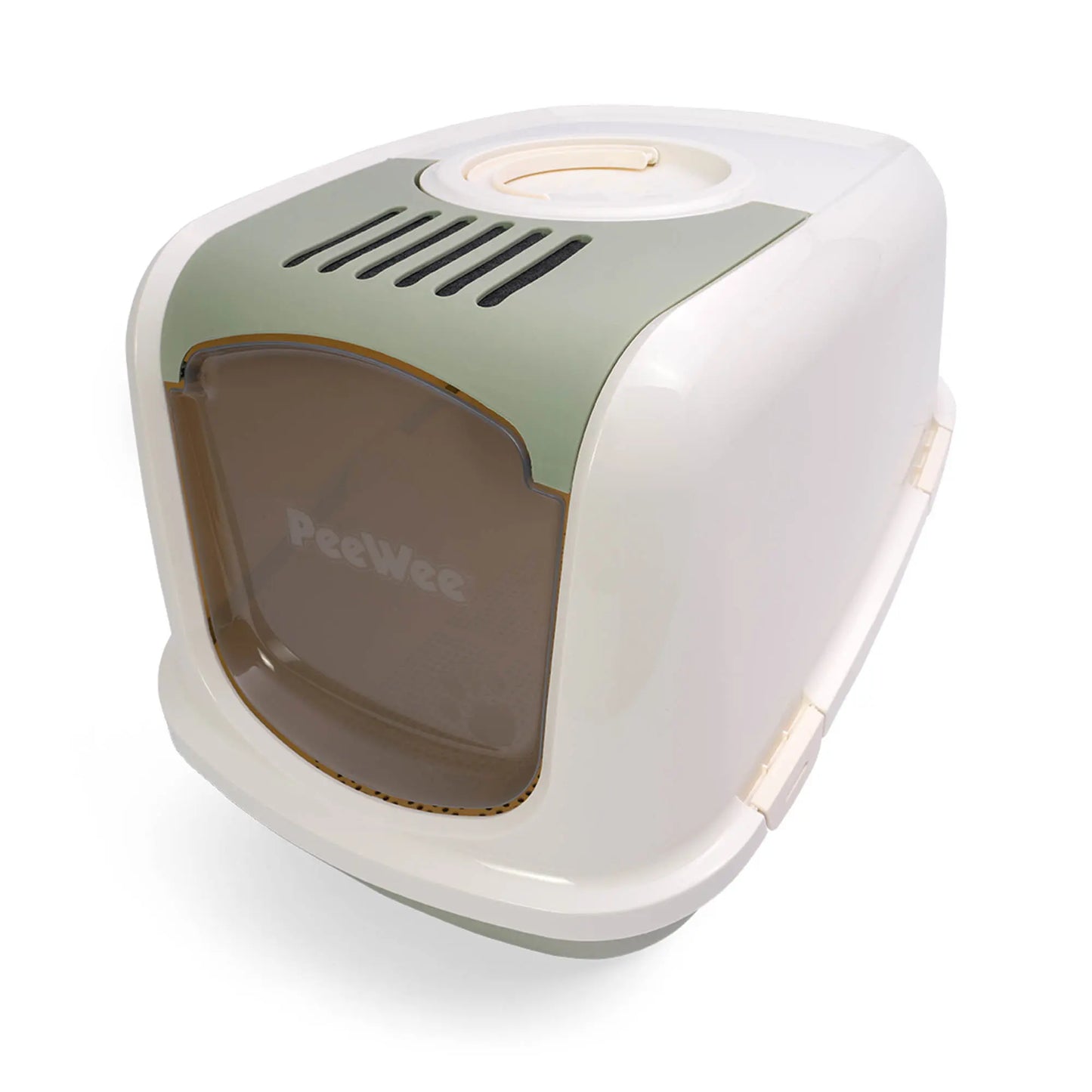 PeeWee EcoDome XXL Katzentoilette salbeigrün grün creme geschlossene Ansicht schräg von oben