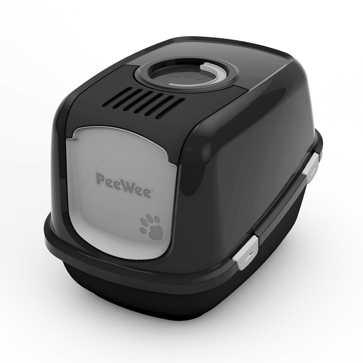 PeeWee EcoDome XXL Katzentoilette schwarz geschlossene Ansicht mit transparenter Tür 