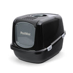 PeeWee EcoDome XXL Katzentoilette schwarz geschlossene Ansicht mit transparenter Tür 