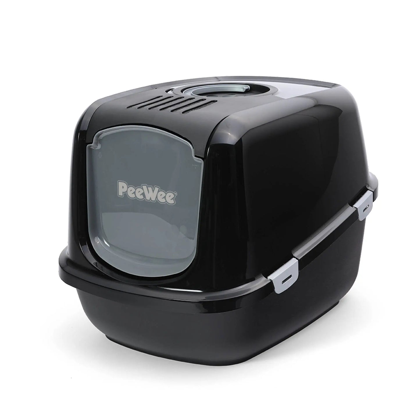 PeeWee EcoDome XXL Katzentoilette schwarz geschlossene Ansicht mit transparenter Tür 