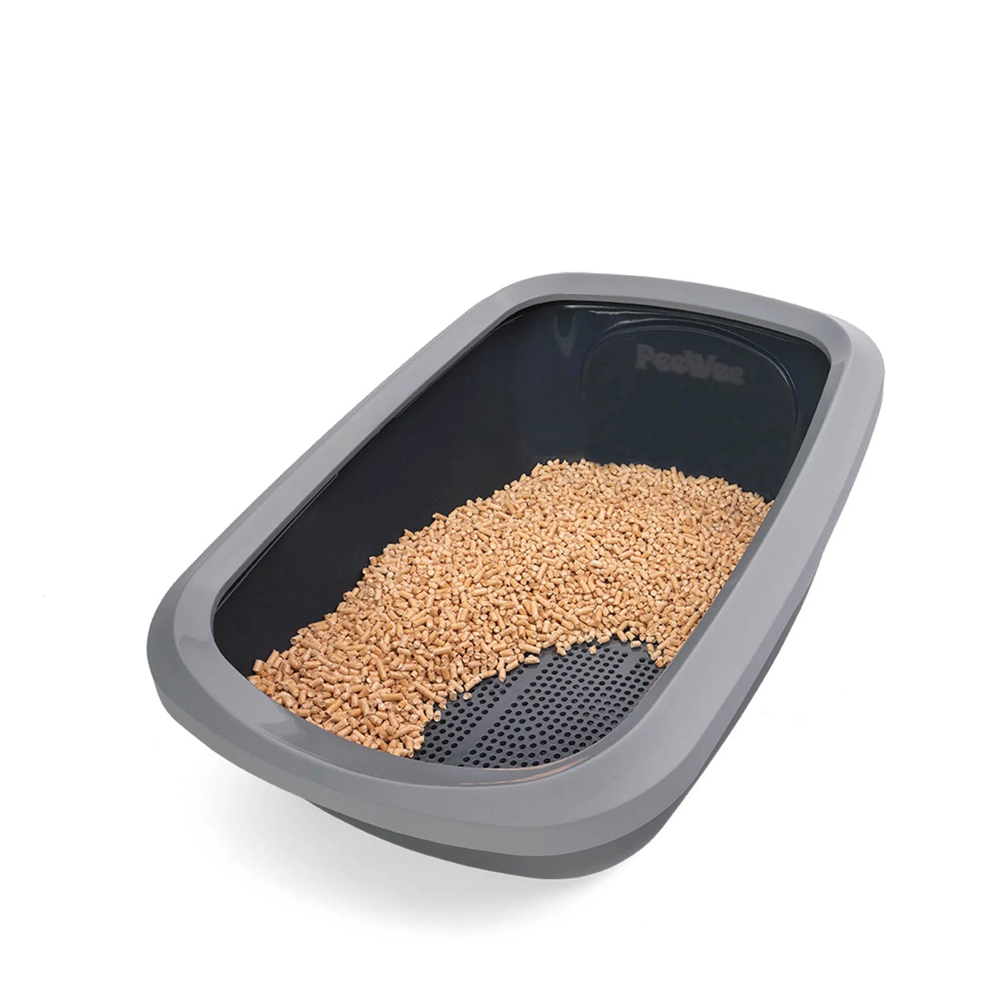 PeeWee EcoGranda XXL Offenes Katzenklo Grau – Starterpaket inkl. 3 kg Holzpellets