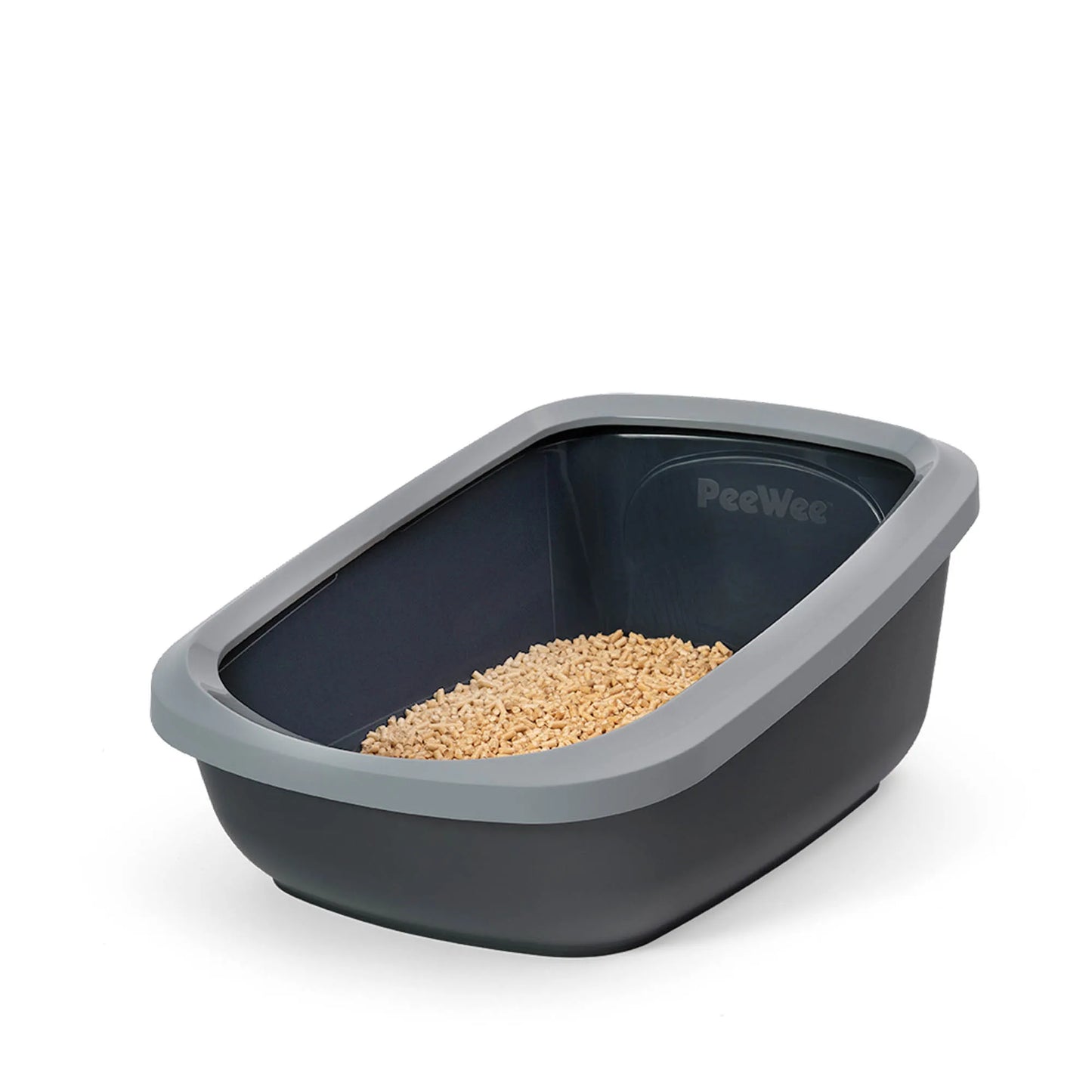 PeeWee EcoGranda XXL Offenes Katzenklo Grau – Starterpaket inkl. 3 kg Holzpellets