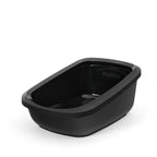 PeeWee EcoGranda Katzentoilette schwarz offene Sicht von schräg oben, zeigt das Siebsystem