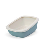PeeWee EcoGranda Katzentoilette blau taubenblau offene Sicht von schräg oben, zeigt das Siebsystem