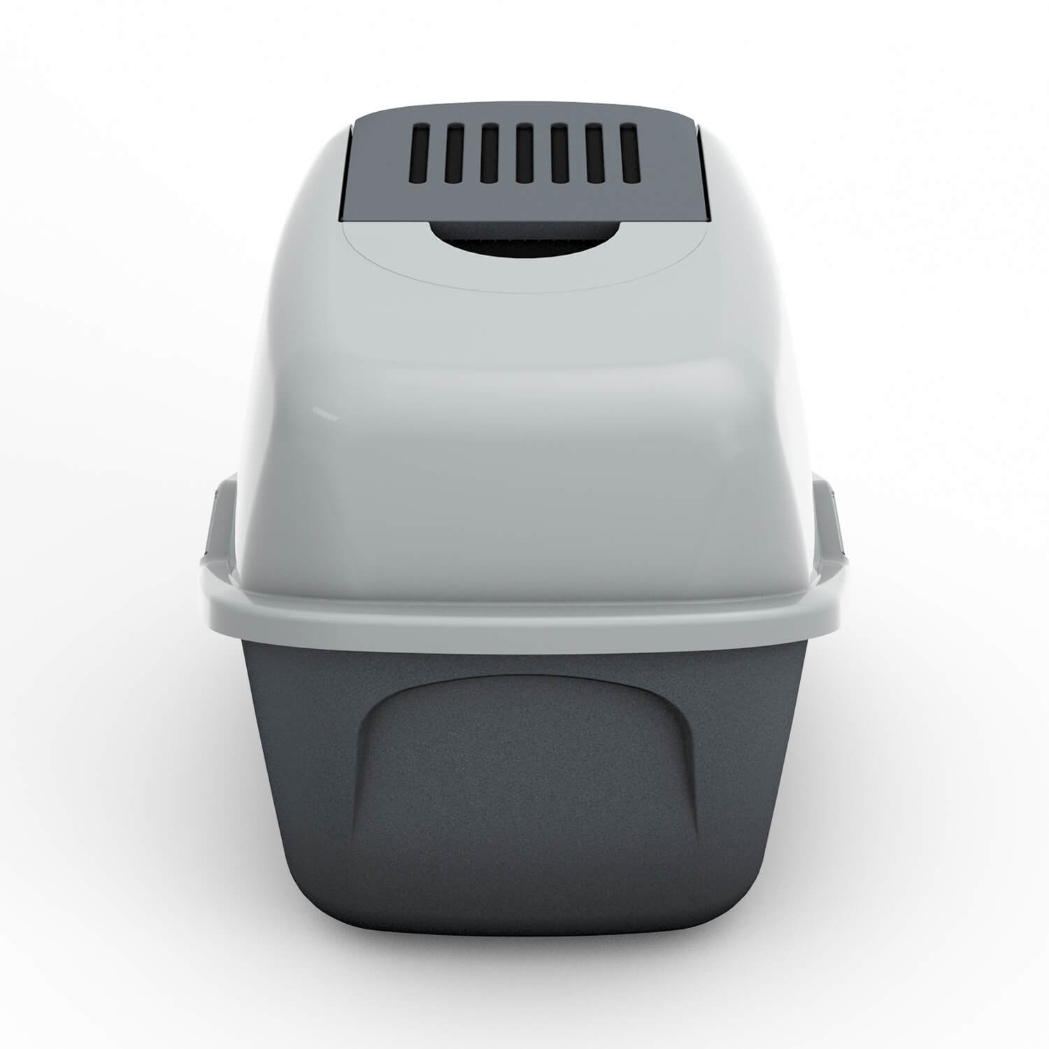 PeeWee EcoHus Katzentoilette Grau – robuste Rückseite mit einfacher Clip-Verschlusstechnik für schnelles Öffnen