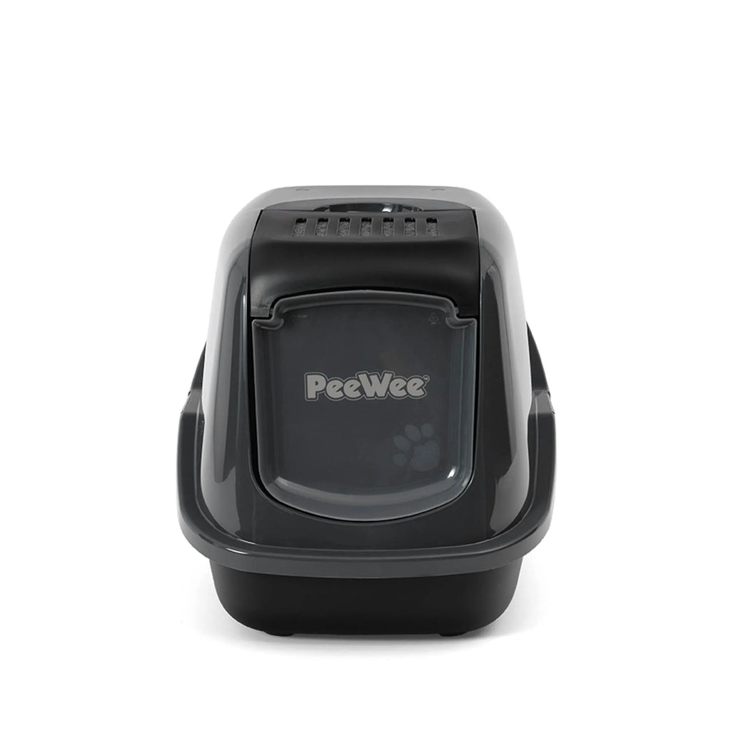 PeeWee EcoHus Katzenklo Anthrazit-Schwarz – Starterpaket mit Haube & 3 kg Holzpellets