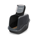 PeeWee EcoHus Katzenklo Anthrazit-Schwarz – Starterpaket mit Haube & 3 kg Holzpellets