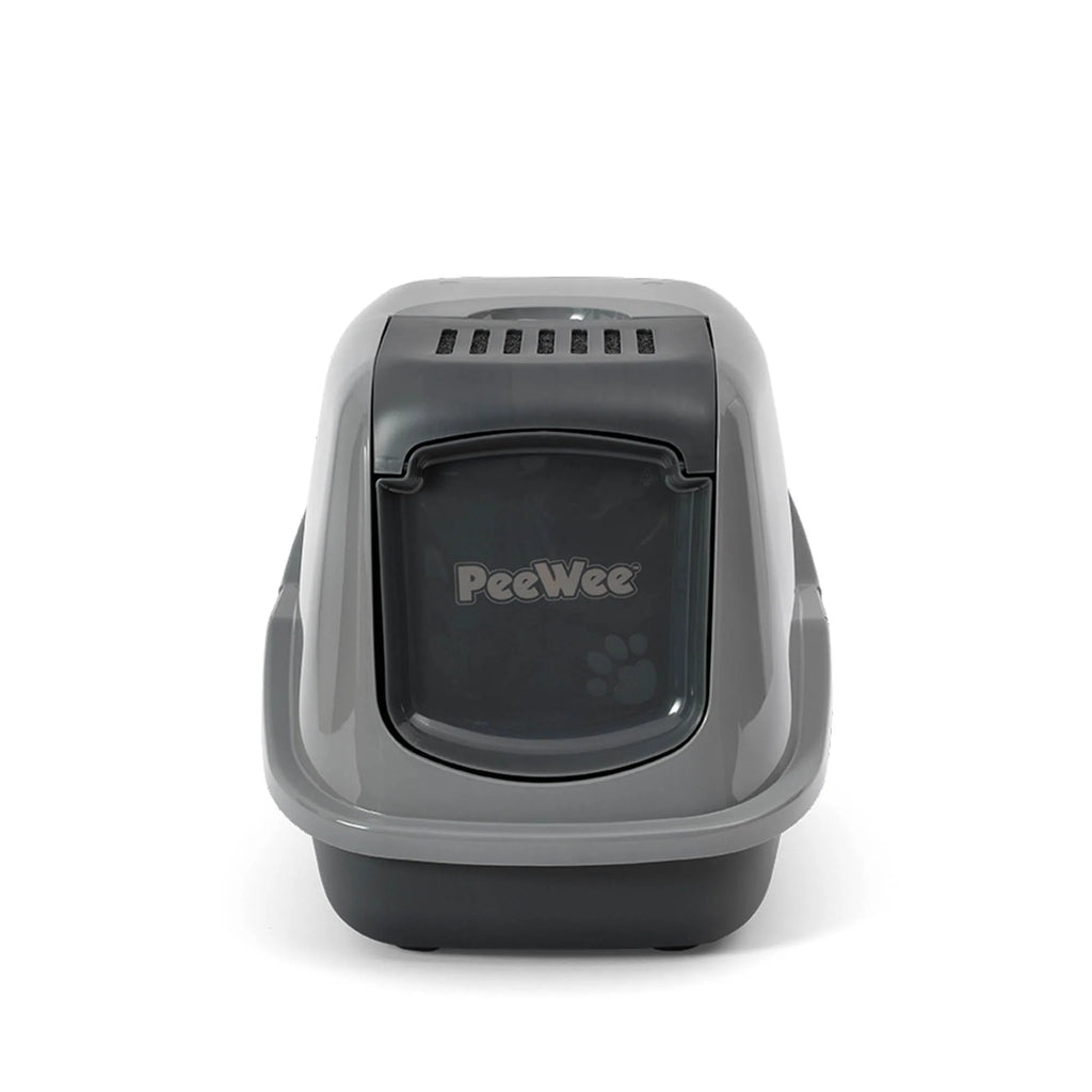 PeeWee EcoHus Katzenklo Grau – Starterpaket mit Haube & 3 kg Holzpellets