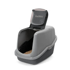 PeeWee EcoHus Katzenklo Grau – Starterpaket mit Haube & 3 kg Holzpellets