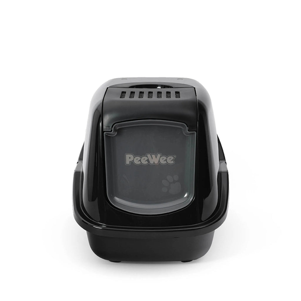 PeeWee EcoHus Katzenklo Schwarz – Starterpaket mit Haube & 3 kg Holzpellets
