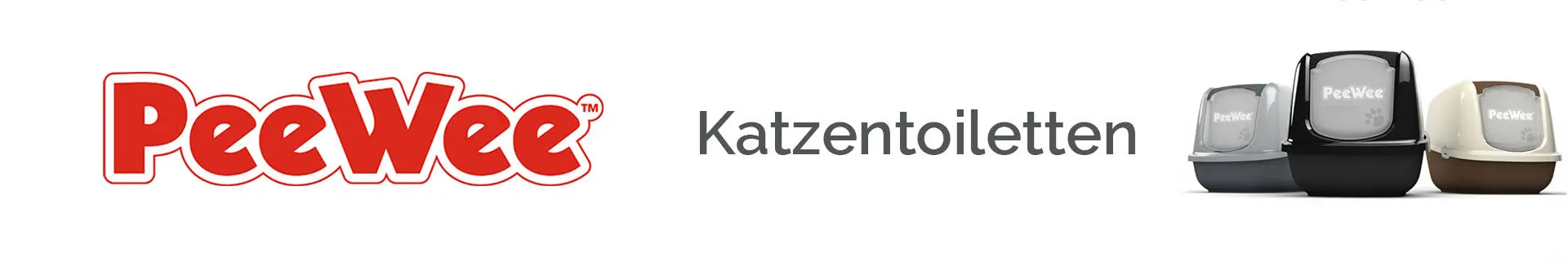 PeeWee Katzentoiletten Banner mit PeeWee Katzenklos in verschiedenen Farben